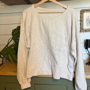Aerie Cream Long Sleeve Pocket Top • Size: Large •